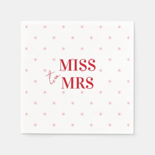 Stylish Simple Pink Red Stars Bridal Miss an Mrs. Serviette (Vorderseite)