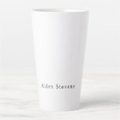 Stylish Simple Plain Black & White Minimalist Name Milchtasse (Vorderseite)