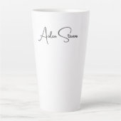 Stylish Simple Plain Black & White Minimalist Name Milchtasse (Vorderseite)