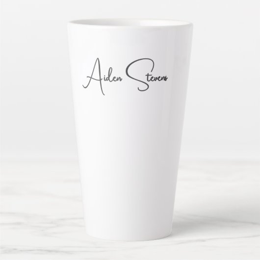 Stylish Simple Plain Black & White Minimalist Name Milchtasse (Vorderseite)