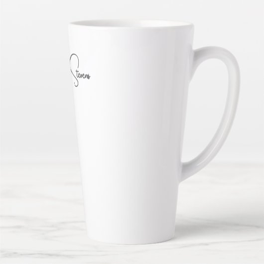 Stylish Simple Plain Black & White Minimalist Name Milchtasse (Rechts)