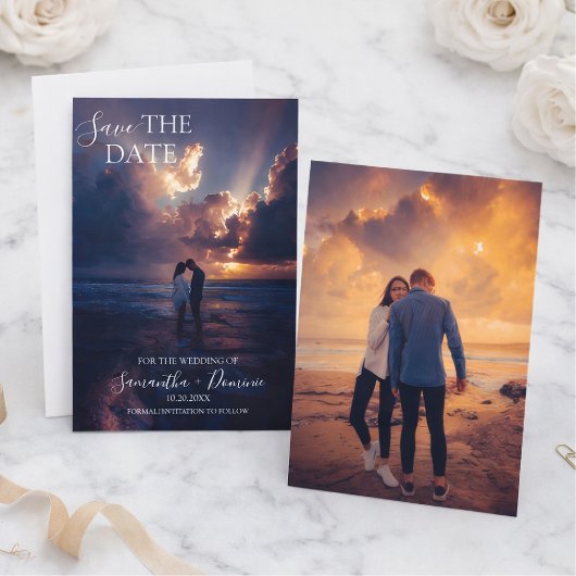 Stylish Simple Vollfoto-Doppelseite Save The Date