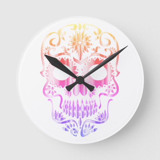 Stylish skull clock runde wanduhr (Vorderseite)