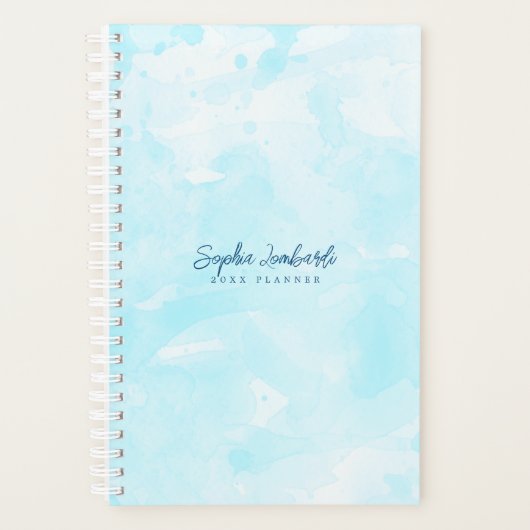Stylish Sky Blue Watercolor Wash Planner Planer (Vorderseite)
