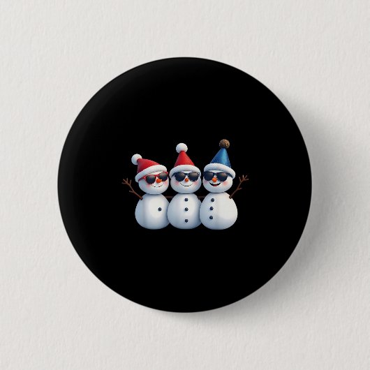 Stylish Snowmen In Winter Wonderland 3 Snowmen Fri Button (Vorderseite)