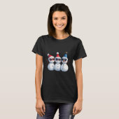 Stylish Snowmen In Winter Wonderland 3 Snowmen Fri T-Shirt (Vorne ganz)