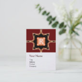 STYLISH SQUARE MONOGRAM rot-braun weiß, Visitenkarte (Stehend Vorderseite)