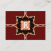 STYLISH SQUARE MONOGRAM rot-braun weiß, Visitenkarte (Rückseite)