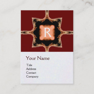STYLISH SQUARE MONOGRAM rot-braun weiß, Visitenkarte
