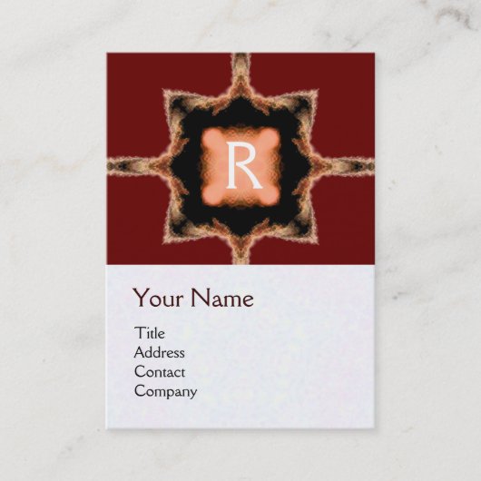 STYLISH SQUARE MONOGRAM rot-braun weiß, Visitenkarte (Vorderseite)