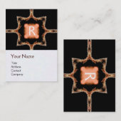 STYLISH SQUARE MONOGRAM, rot, weiß, schwarz Visitenkarte (Vorne/Hinten)