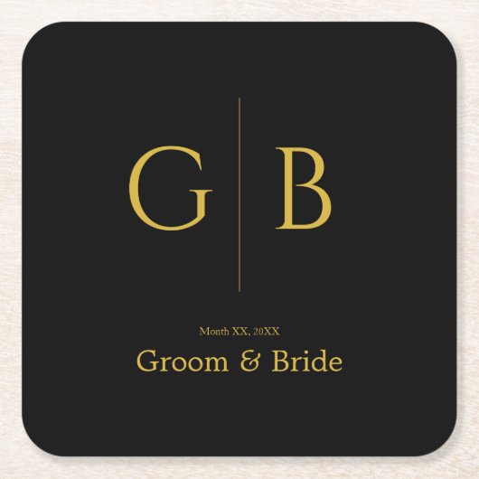Stylish Square Paper Coasters for Wedding Events Rechteckiger Pappuntersetzer (Vorderseite)
