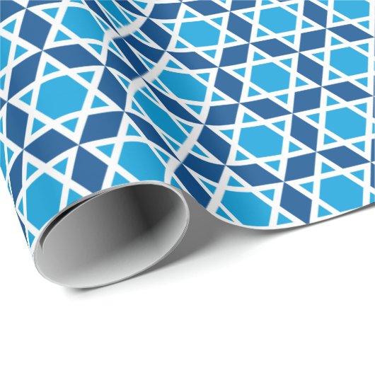 Stylish Star von David Pattern Blue White Geschenkpapier (Rolleneckpunkt)
