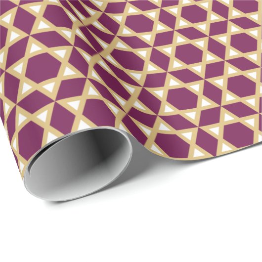 Stylish Star von David Pattern Plum White Gold Geschenkpapier (Rolleneckpunkt)