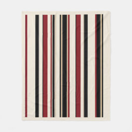 Stylish Striped Black Red Cream Fleecedecke