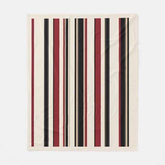 Stylish Striped Black Red Cream Fleecedecke (Vorderseite)
