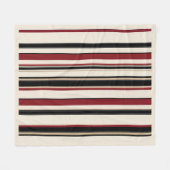 Stylish Striped Black Red Cream Fleecedecke (Vorderseite (Horizontal))