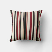 Stylish Striped Black Red Cream Throw Cushion Kissen (Rückseite)