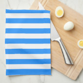 Stylish Striped White and Bright Blue Geschirrtuch (Viertel Falte)