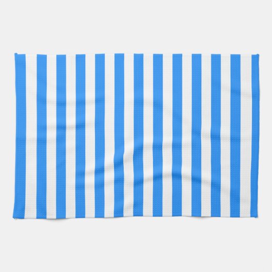 Stylish Striped White and Bright Blue Geschirrtuch (Horizontal)