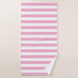 Stylish Striped White and Light Pink Badehandtuch