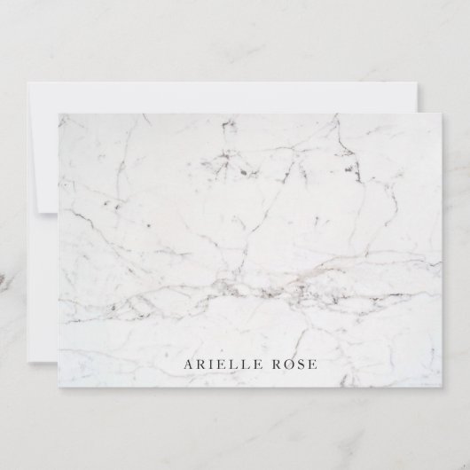 Stylish Subtle White Marble Mitteilungskarte (Vorderseite)