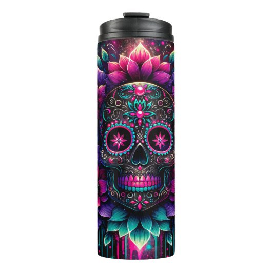 Stylish Sugar Skull Thermosbecher (Vorderseite)