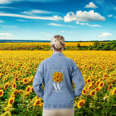 Stylish Sunflower White Monogram Women's Custom Jeansjacke