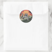 Stylish Sunset Cat Runder Aufkleber (Tasche)