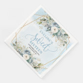 Stylish Sweet 16th Dusty Blue Floral Party Napkins Serviette (Ecke)