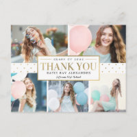 Stylish Tag Photo Graduation Thank You Card