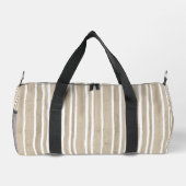 Stylish Taupe Hand Painted Striped Yoga Exercise Duffle Bag (Rückseite)