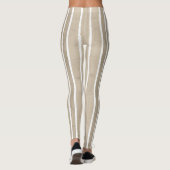 Stylish Taupe Striped Watercolor Daisy Exercise Leggings (Rückseite)