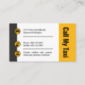 Stylish Taxi Buttons Cab Driver Visitenkarte (Vorderseite)