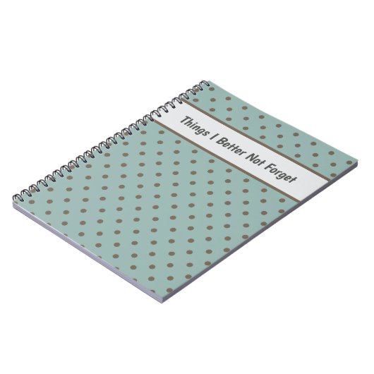 Stylish, Teal Background With Brown Polka Dot Notizblock (Linke Seite)
