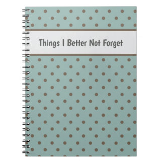 Stylish, Teal Background With Brown Polka Dot Notizblock