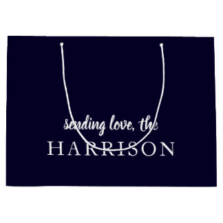 Stylish Teal Modern Minimal Trendy Blue Name  Große Geschenktüte