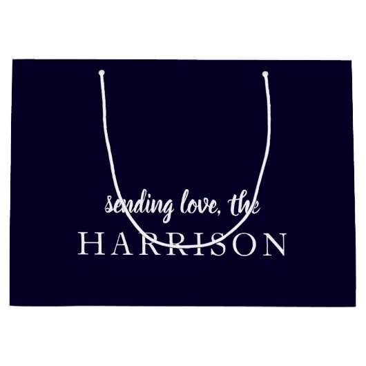 Stylish Teal Modern Minimal Trendy Blue Name Große Geschenktüte (Vorderseite)