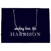 Stylish Teal Modern Minimal Trendy Blue Name Große Geschenktüte (Rückseite)