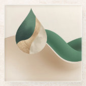 Stylish Teardrop Wave Beige and Green  Glasuntersetzer (Vorderseite)