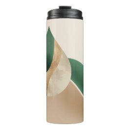 Stylish Teardrop Wave Beige and Green  Thermosbecher