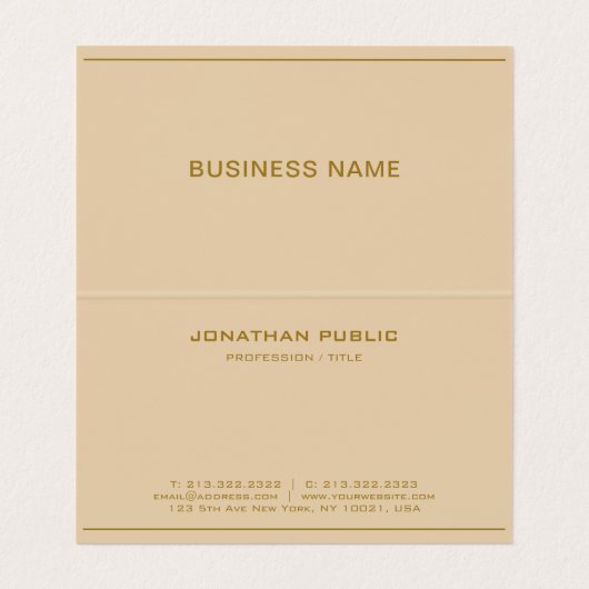 Stylish Template Gold Text Chocolate Brown Folded Visitenkarten (Innenseite Aufgefaltet)