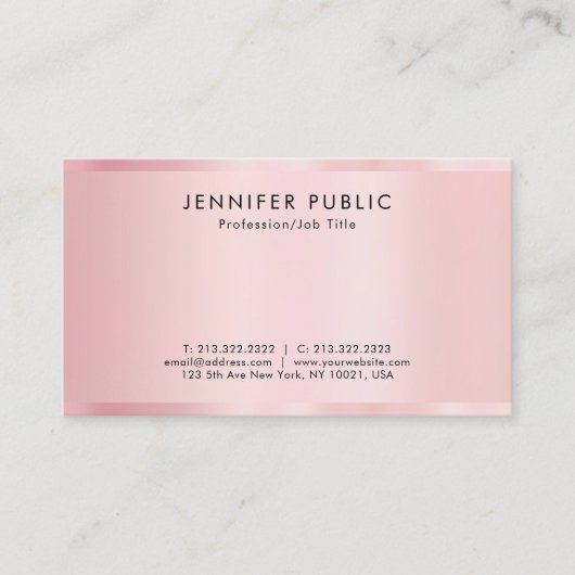 Stylish Template Rose Gold Professional Luxurious Visitenkarte (Vorderseite)