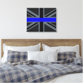 Stylish Thin Blue Line Union Jack Leinwanddruck (Insitu (Schlafzimmer))