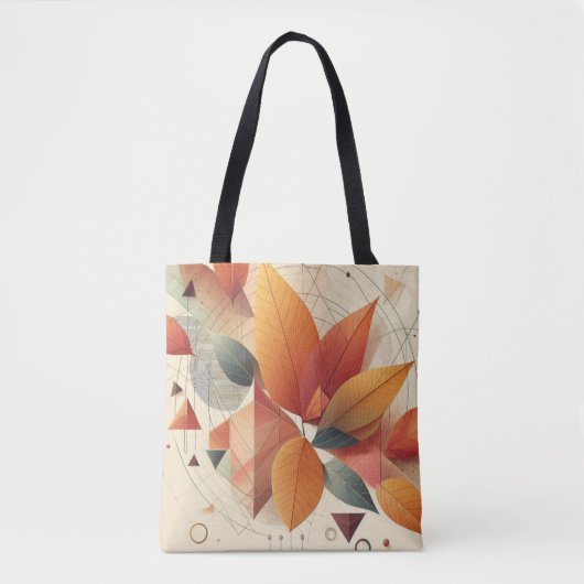 Stylish Tote with Leaf & Geometric Pattern Tasche (Vorderseite)