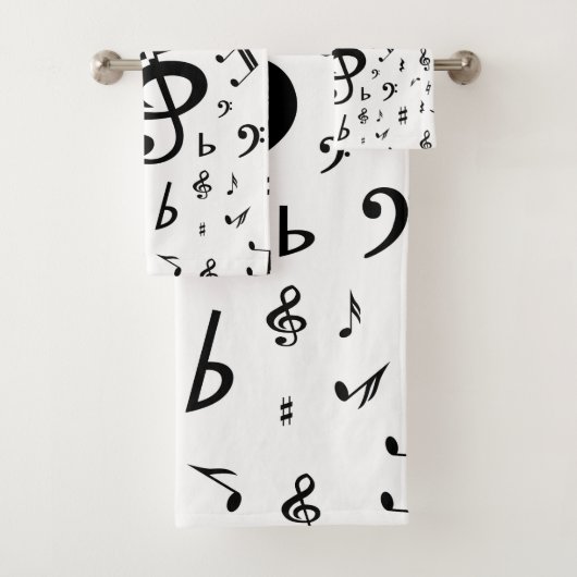Stylish Treble Clef Wave Black and White Badhandtuch Set (Insitu)