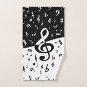 Stylish Treble Clef Wave Black and White Badhandtuch Set (Handtuch)