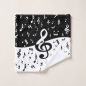 Stylish Treble Clef Wave Black and White Badhandtuch Set (Waschlappen)