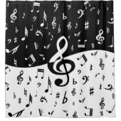 Stylish Treble Clef Wave Black and White Duschvorhang (Vorderseite)