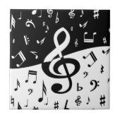 Stylish Treble Clef Wave Black and White Fliese (Vorderseite)